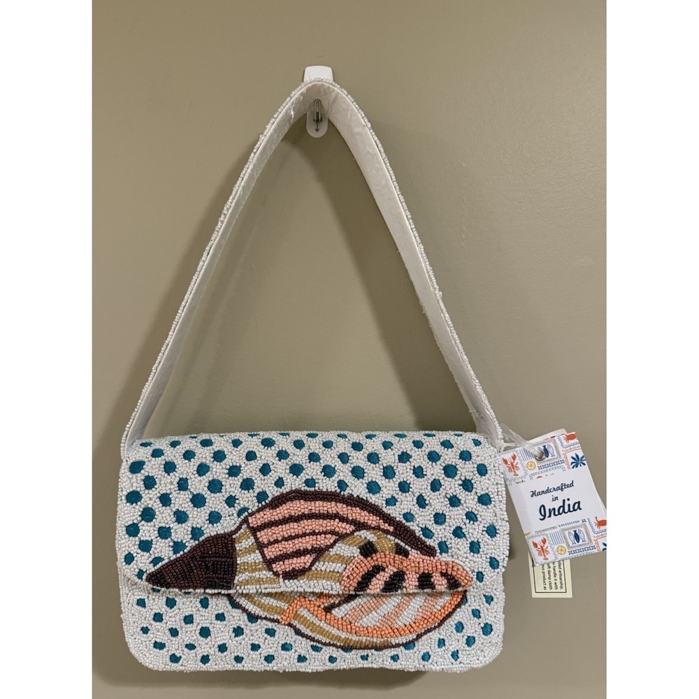 NEW RELEASE Made In India Beaded Conch Shell Shoulder Bag NWT